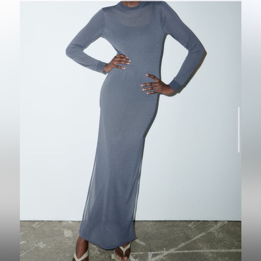 Zara Grey Sheer Dress